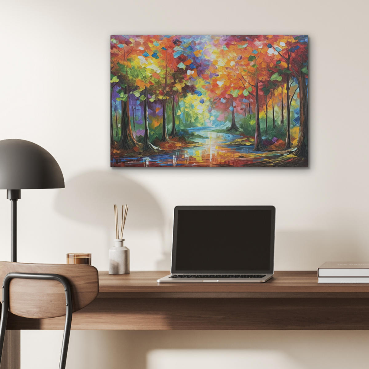 AKUSTIKBILD Landschaft - Wald - Farben - Natur Wanddeko 70x50 cm - Multicolor, Kunststoff (70/50/0.9cm) - MuchoWow