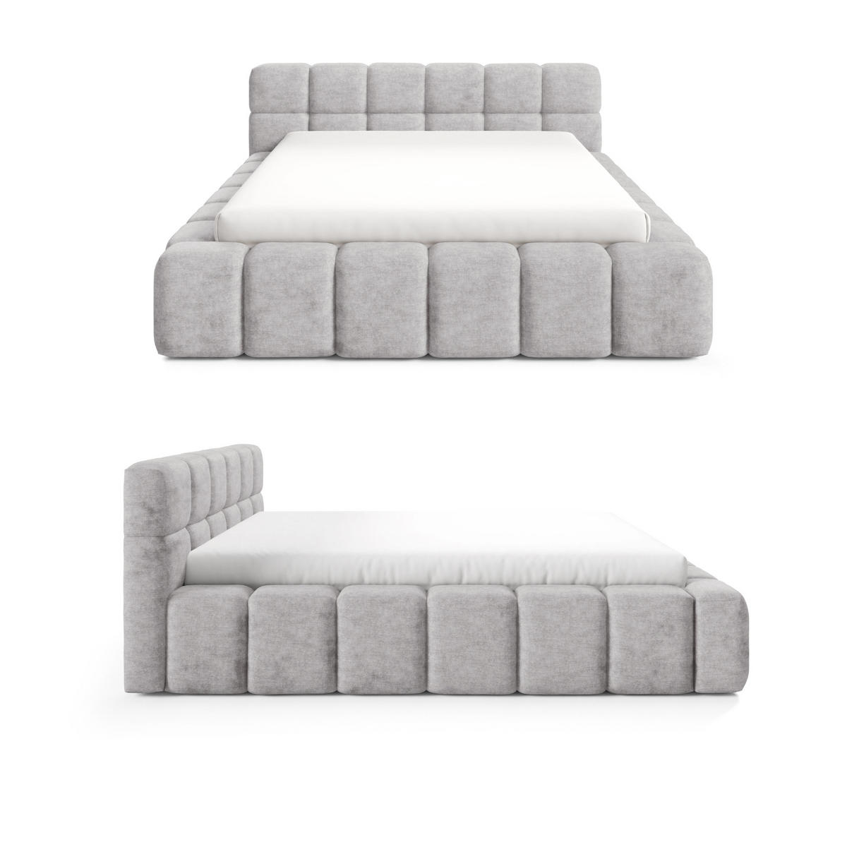 POLSTERBETT NUBO Premium 180x200 cm mit Bettkasten – PERFECT HARMONY 80 - Hellgrau, Holz (180/200cm) - Dekori_Interiors