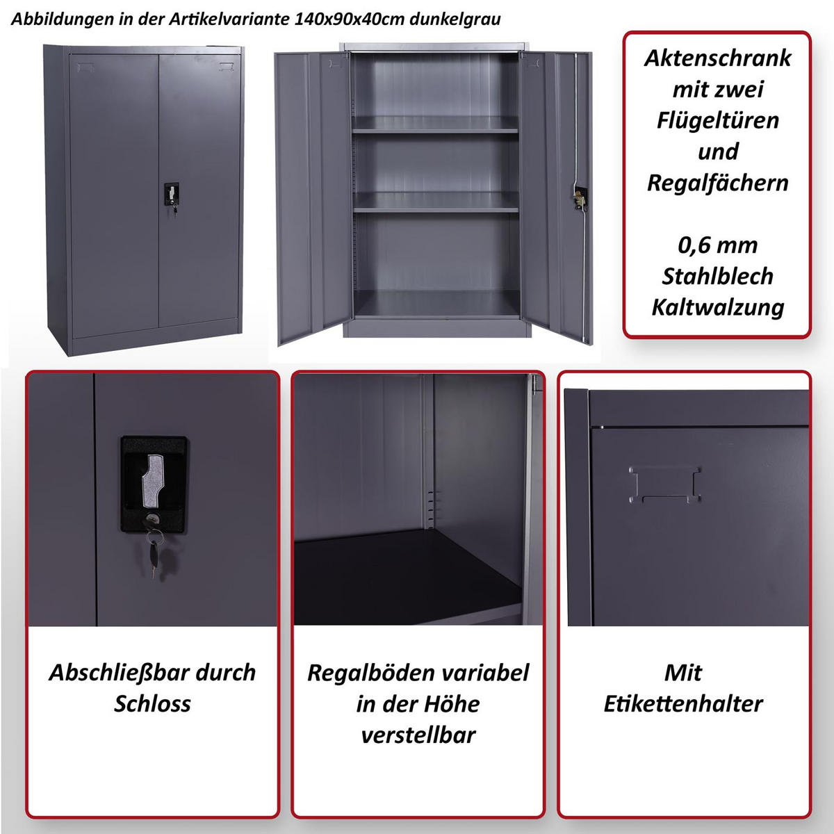 AKTENSCHRANK Weiß - Weiß, Metall (90/140/40cm) - MCW
