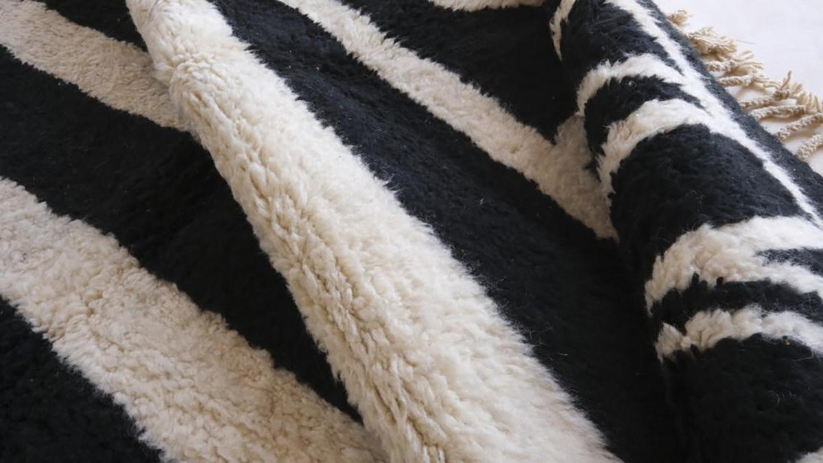 BERBERTEPPICH aus reiner Wolle 207x 298 cm - Schwarz, Naturmaterialien (207/298cm) - AFK Living