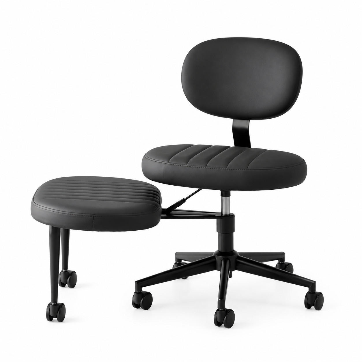 BÜROSTUHL ergonomisch drehbar Schwarz armlehnenfrei - Schwarz, Kunststoff (40/92/69cm) - Meubliv