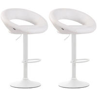 BARHOCKER 2er Set Mekim Kunstleder Weiß Weiß - Weiß, Leder/Metall (53/80/47cm) - DELUKE