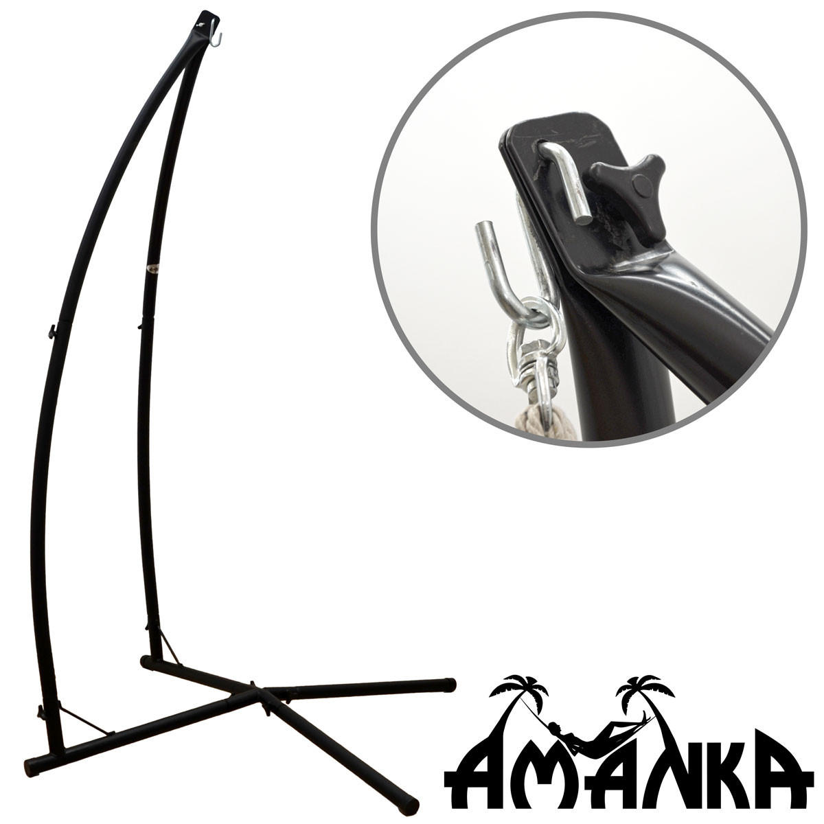 HÄNGESESSELGESTELL bis 120kg, 215cm, Schwarz - Schwarz, Metall (110/110/215cm) - Amanka