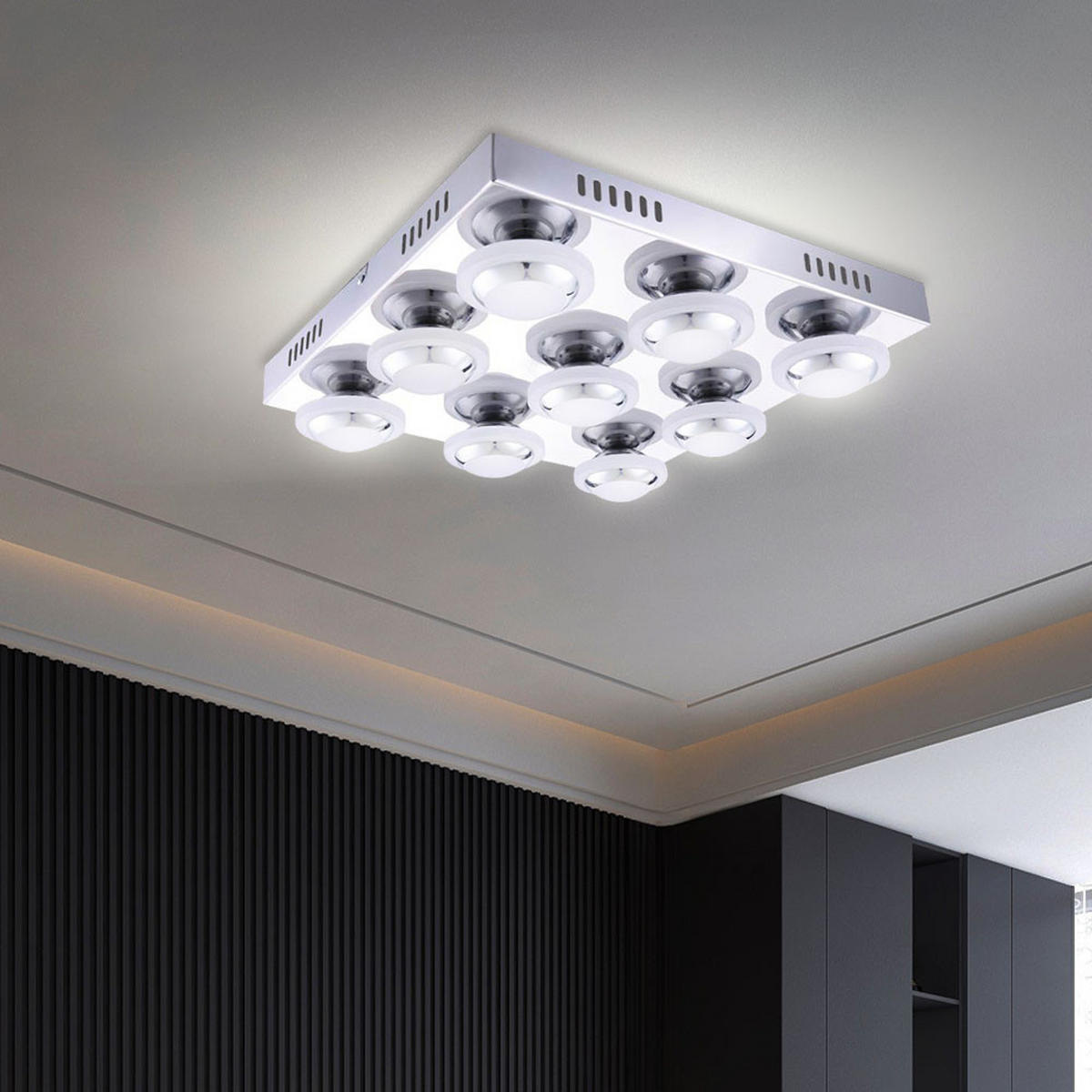 LED DECKENLEUCHTE Carter Silber Chrom - Silberfarben, Metall (38/38/9cm) - Wofi