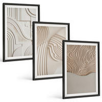 BILDER SET 3er Set - 40x60 cm Schwarzer Rahmen - Abstrakte Muster beige weiß - Schwarz, Kunststoff (40/60cm) - TULUP