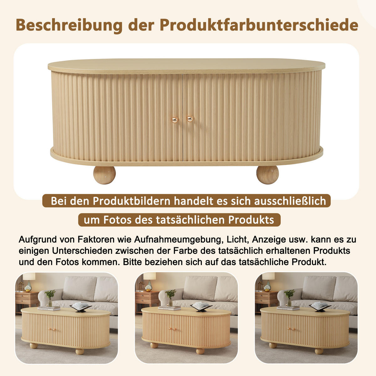 COUCHTISCH Oval 100/50/40 cm - Hellbraun, Holzwerkstoff (100/50/40cm) - Urban Meuble