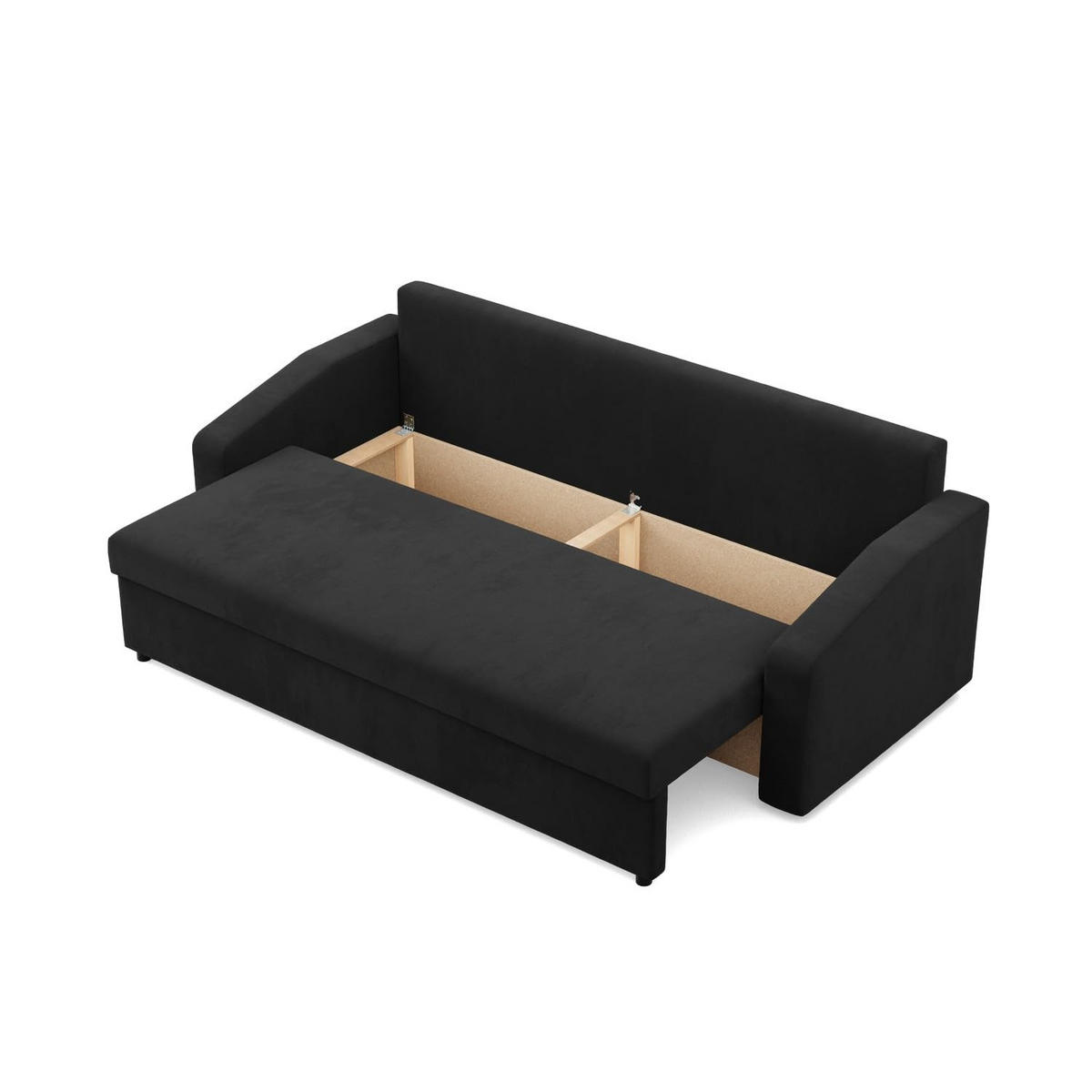 SOFA 3-SITZER MIT SCHLAFFUNKTION NEO, Schwarz - Schwarz, Textil (220/85/92cm) - Mebligo