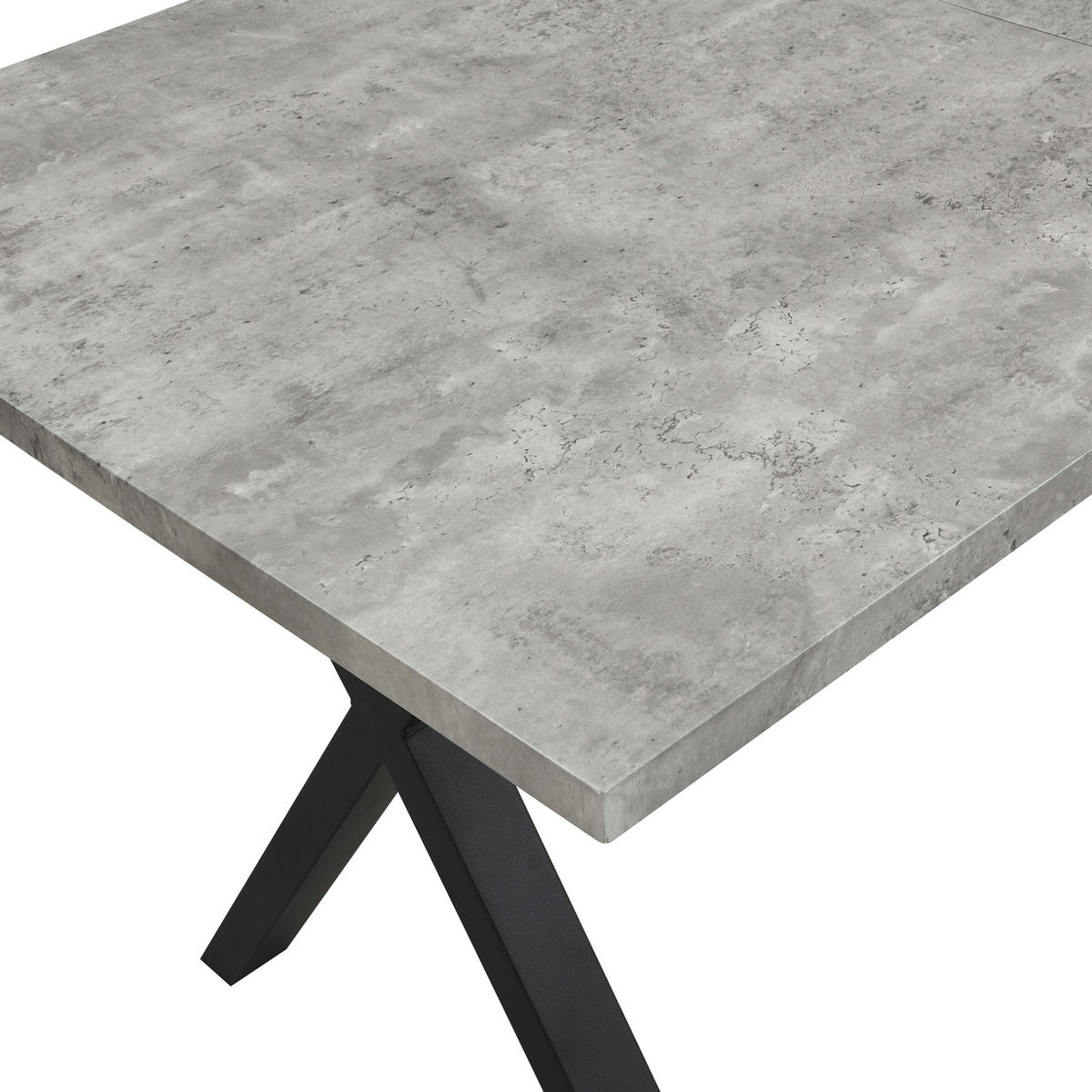ESSTISCH 140/80/76 cm Grau Schwarz mit Kreuzgestell in Betonoptik aus MDF und Metall - Grau, Holzwerkstoff (140/80/76cm) - OKWISH