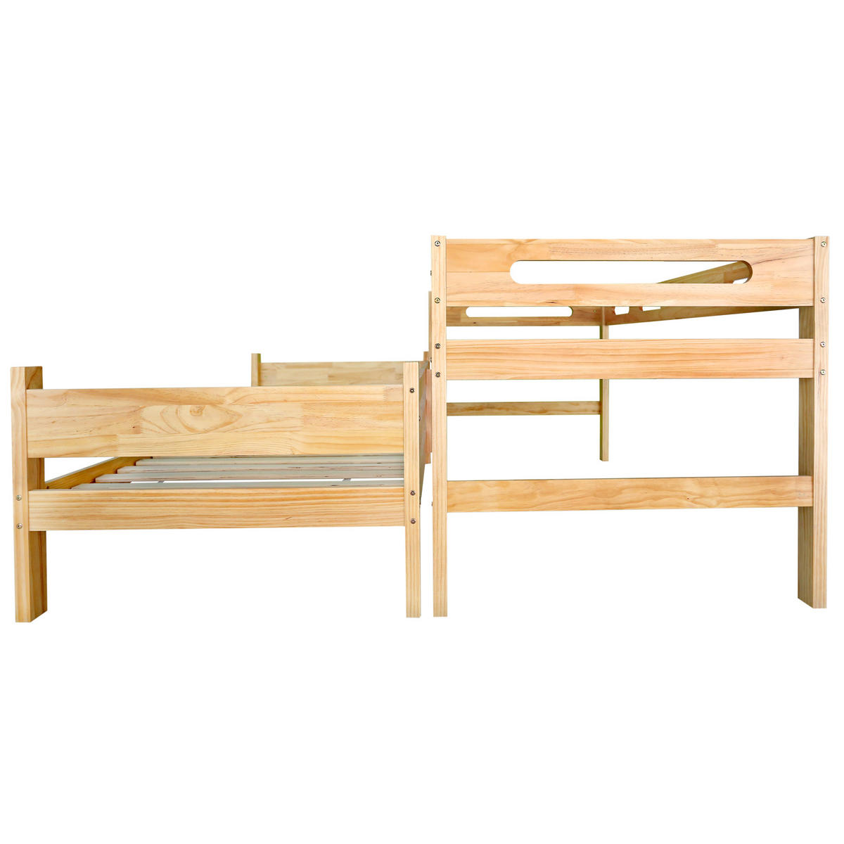 ETAGENBETT 90/200 cm & 90/200 cm in Natur aus Kiefer Massivholz, teilbar - Naturfarben, Holz/Holzwerkstoff (90/200cm) - WISHDOR
