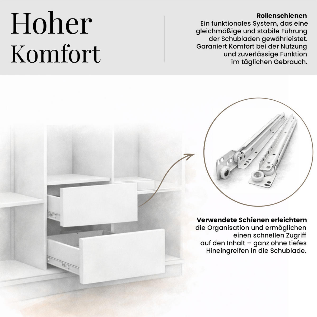 SCHWEBETÜRENSCHRANK mit Schubladen 200 - DUBROWNIK - Grau mit Spiegel - Alufarben/Grau, Holzwerkstoff/Metall (200/216/61cm) - MKS