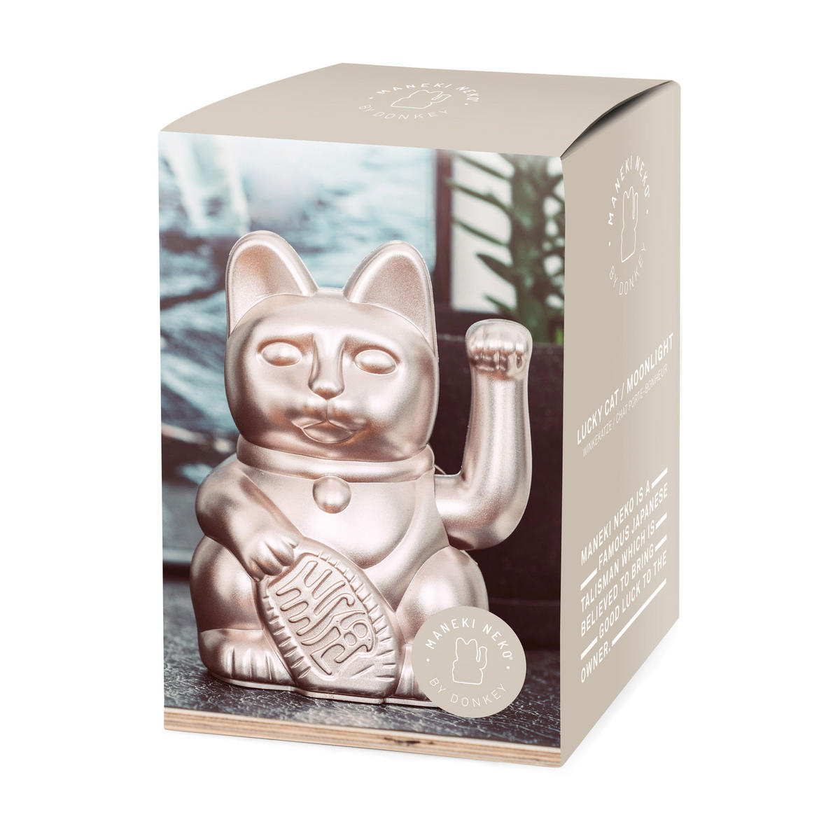 WINKEKATZE Lucky Cat Maneki Neko, Kunststoff, Moonlight, 15 cm - Grau, Kunststoff (10.5/15/8.5cm) - Donkey Products