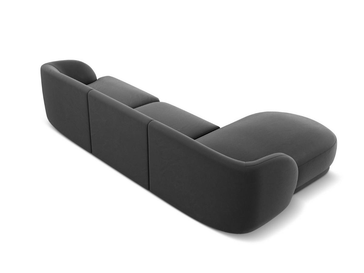 ECKSOFA links Miley aus Samt grau 4 Sitzplätze - Grau, Textil (156/255cm) - Micadoni