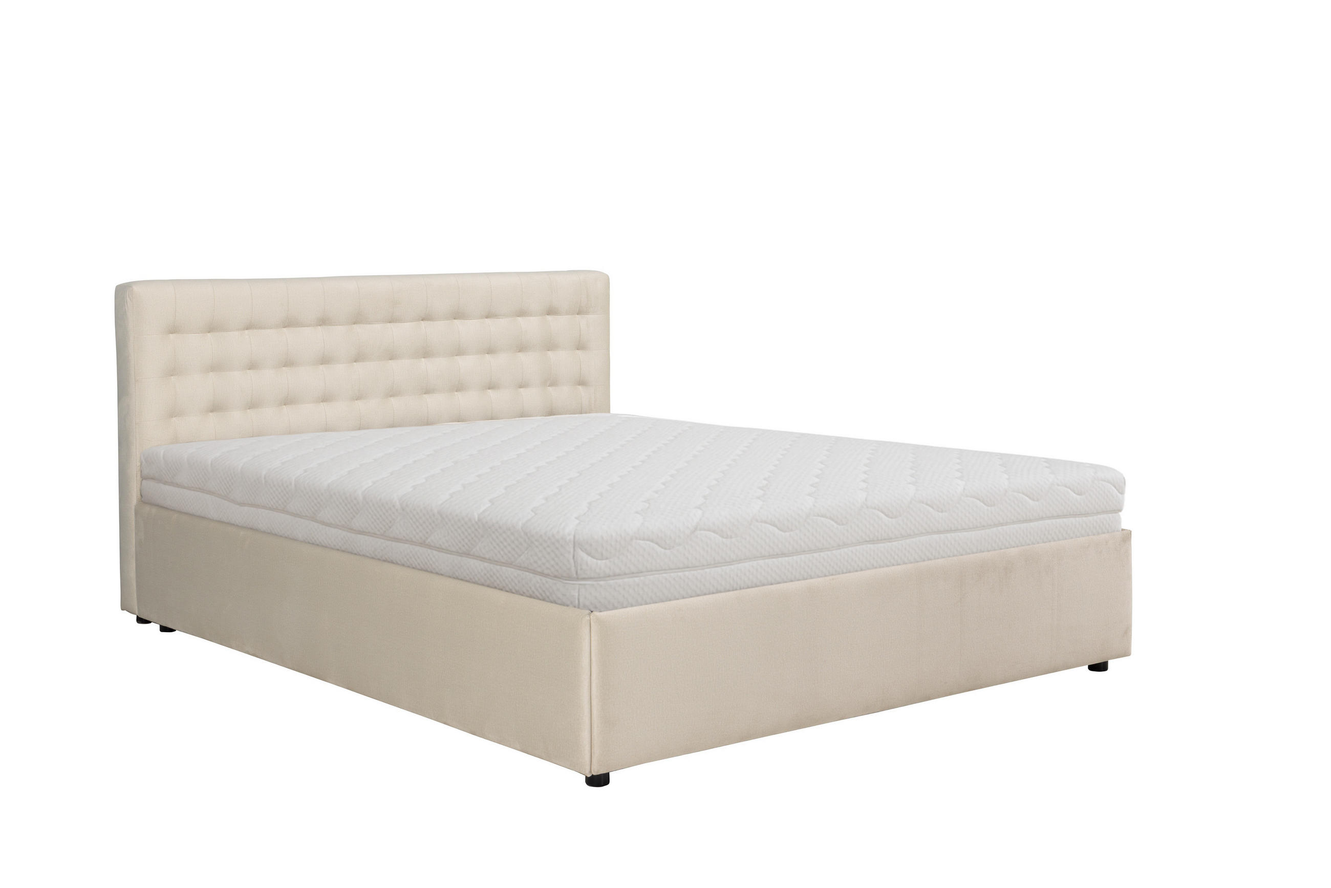 POLSTERBETT mit Bettkasten und Matratze FORTE, Beige, 180x200 cm - Beige, Textil (180/200cm) - KS Home Concept