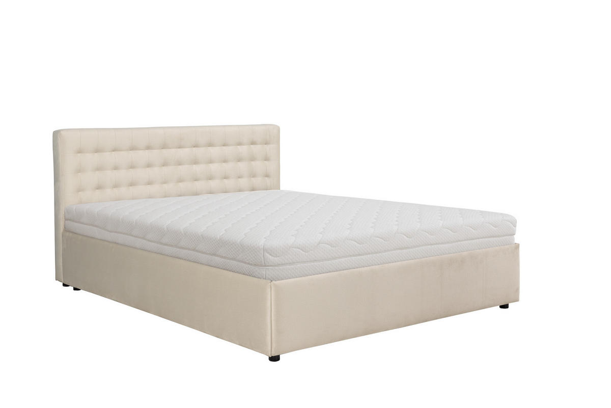 POLSTERBETT mit Bettkasten und Matratze FORTE, Beige, 180x200 cm - Beige, Textil (180/200cm) - KS Home Concept