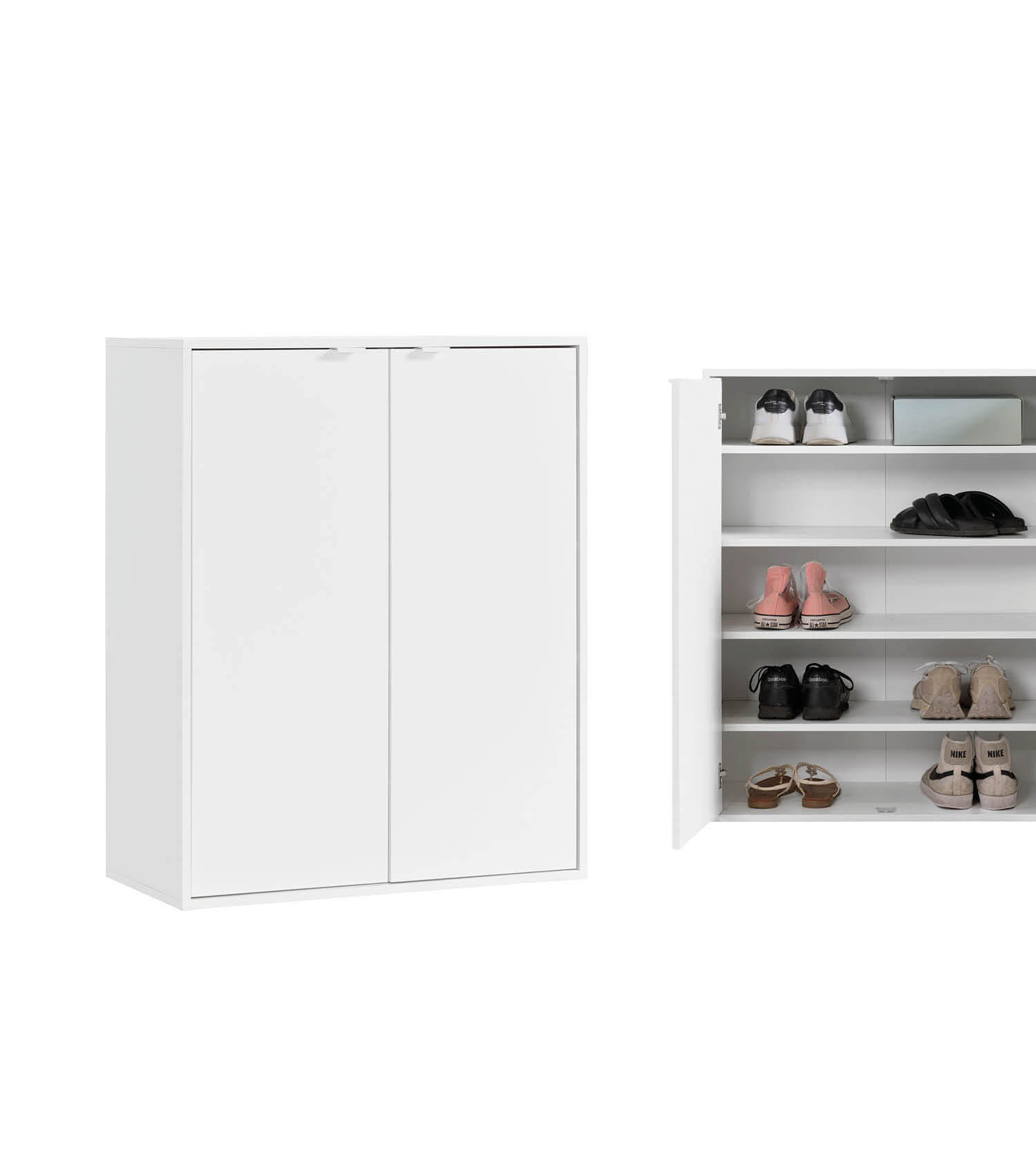 SCHUHSCHRANK Der Concierge - Weiß, Holzwerkstoff (74/95/36cm) - Mokebo