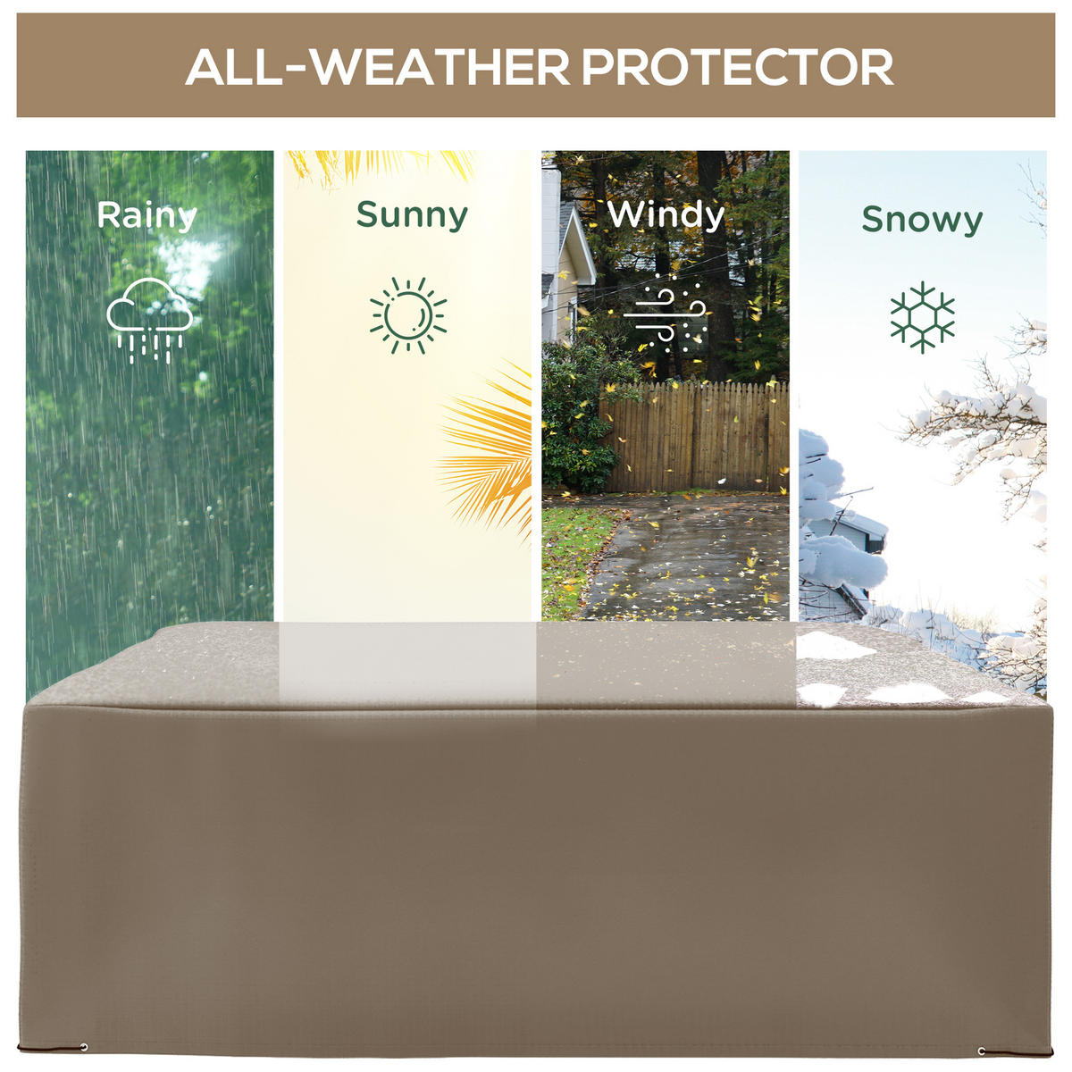 GARTENMÖBEL Abdeckung Oxfordstoff Beige - Beige, Textil (205/90/275cm) - Outsunny