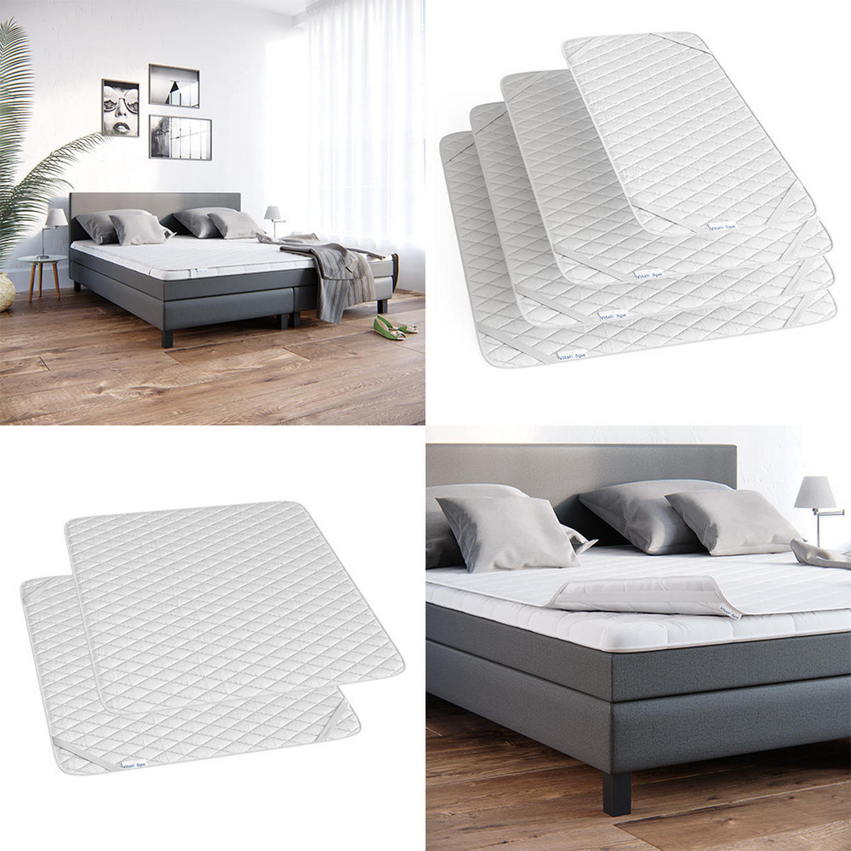 MATRATZENSCHONER Weiß 180 x 200 cm Versteppung - Weiß, Textil - VitaliSpa