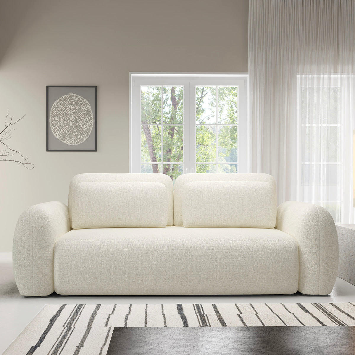 SOFA Carmela 3 Sitzplätze Weiß - Weiß, Holz (266/95/121cm) - Petits-meubles