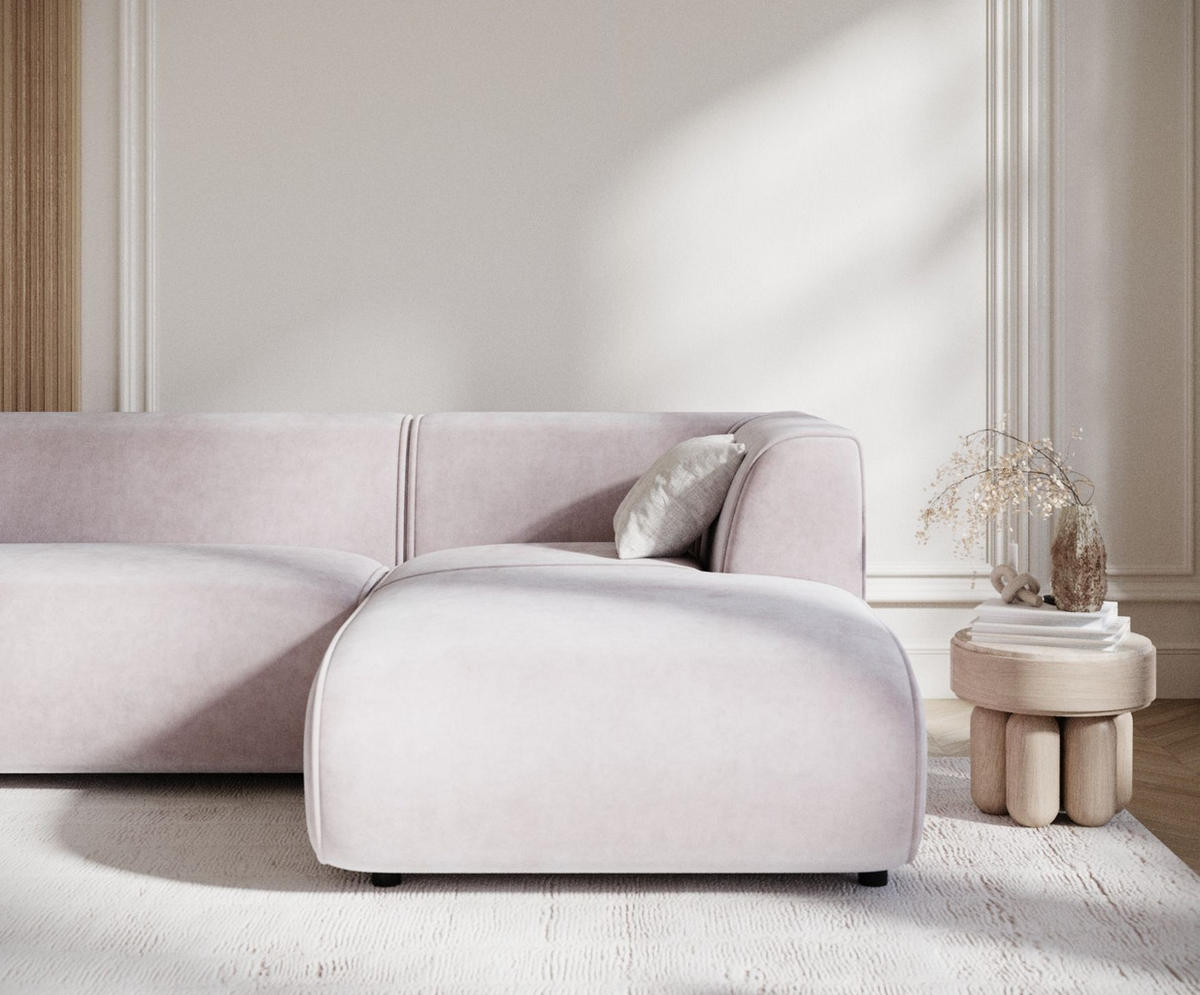 ECKSOFA Melani Lila Samtstoff - Rechts Seite - Flieder/Schwarz, Holz/Holzwerkstoff (162/256cm) - Maison de Reve