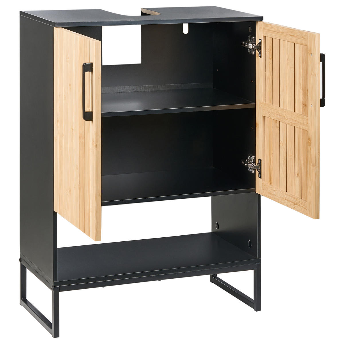 WASCHBECKENUNTERSCHRANK Bambus 60 cm Hellbraun Miscanti - Hellbraun, Holz (60/80/30cm) - Beliani