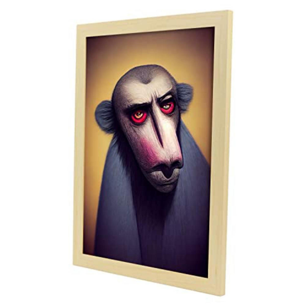 POSTER Set mit 4 Neugierig Tier im T Burton Goth Stil A3 Rahmen aus hellem Holz - Beige, Papier (29.7/3cm) - Nacnic