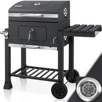HOLZKOHLEGRILL BBQ für 5–10 Personen mit 2 Rädern - Schwarz, Metall (116/82.6/55.7cm) - Kaket