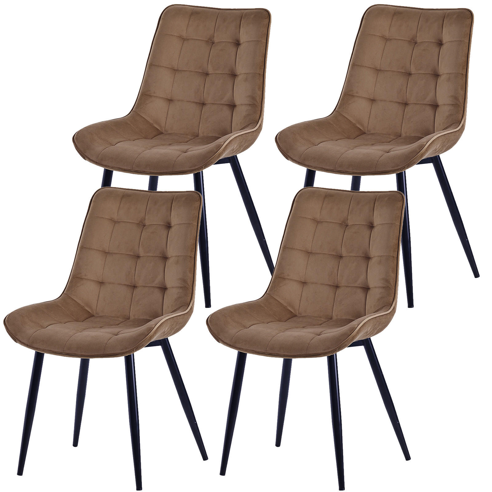 STUHL-SET 4 Stück aus Samt in Modernem Stil-YZ2 - Champagner, Textil (53/88/62.5cm) - HOMAVO