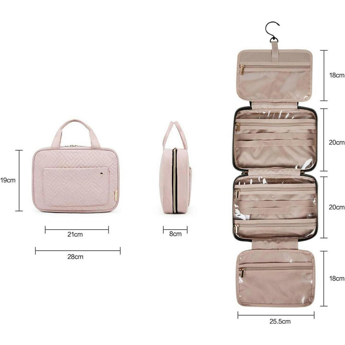 KULTURBEUTEL zum Aufhängen mit Haken M-baby Pink - Rosa, Textil (27.9/1/76.2cm)