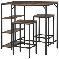 BARTISCH-SET, Spanplatte, Schwarz+Braun - Schwarz, Kunststoff (60/100/109cm) - HOMCOM