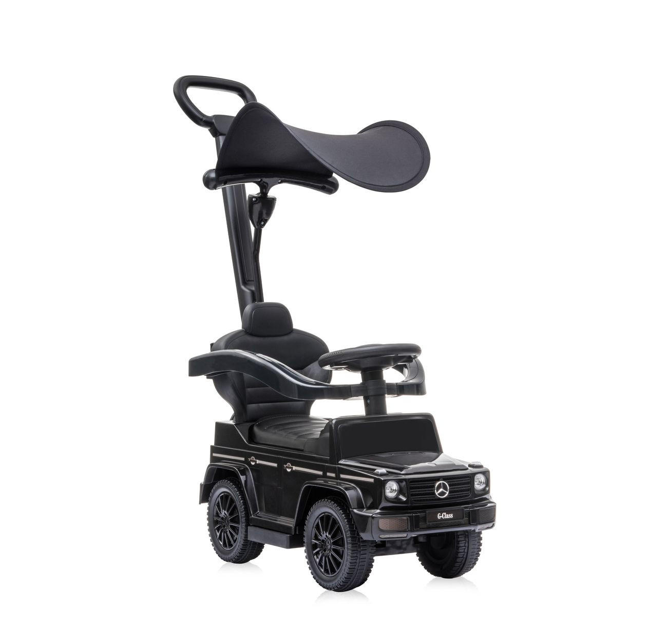 RUTSCHER Mercedes Benz G350D schwarz Sonnendach, Schiebestange, Musik - Schwarz, Kunststoff (86/40/95cm) - Lorelli