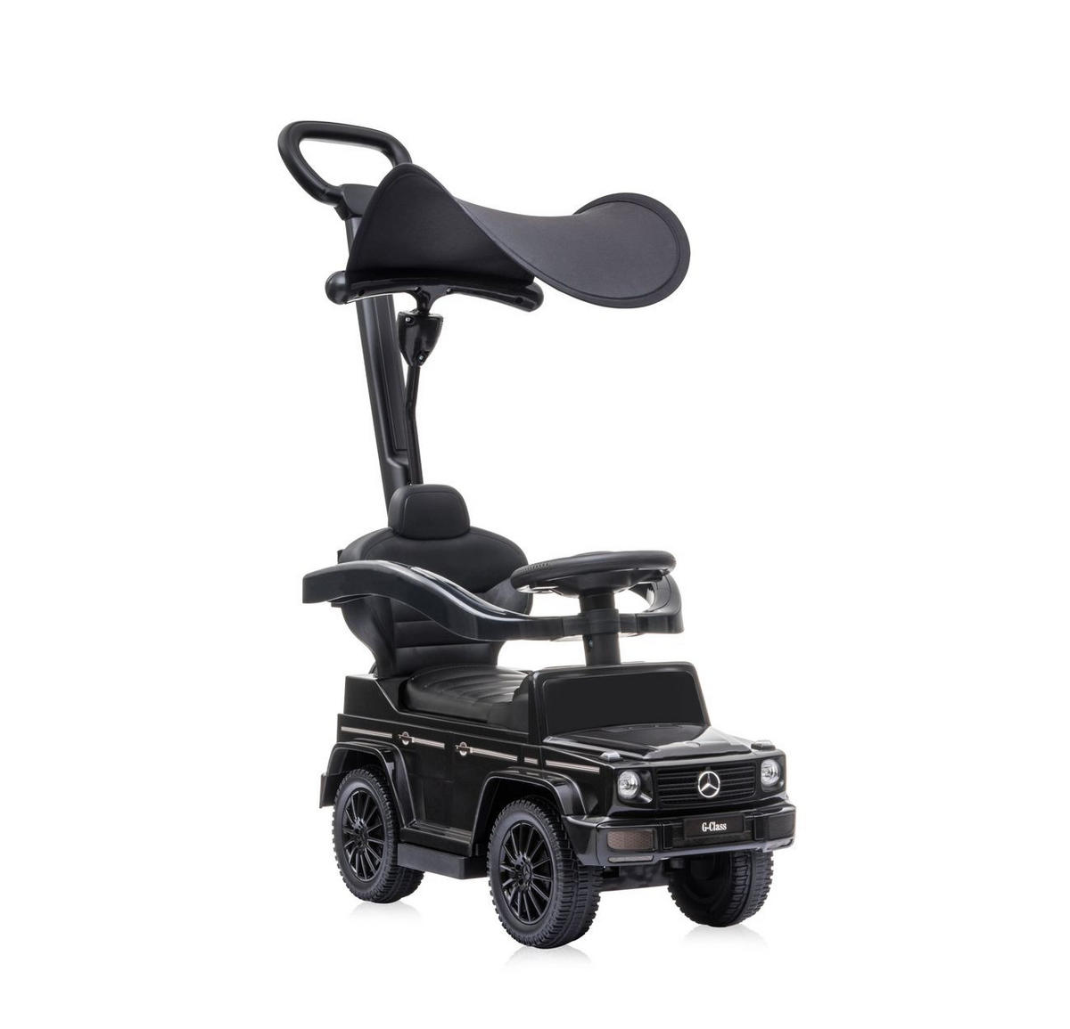 RUTSCHER Mercedes Benz G350D schwarz Sonnendach, Schiebestange, Musik - Schwarz, Kunststoff (86/40/95cm) - Lorelli