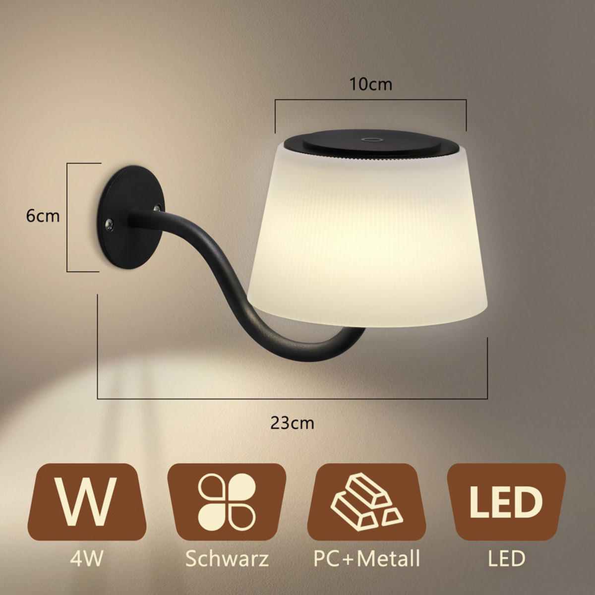 NÁSTĚNNÉ LED svítidlo Yarbro 18/13/13 cm (sada 2 ks) - černá, plast (13/13/18cm) - Nettlife