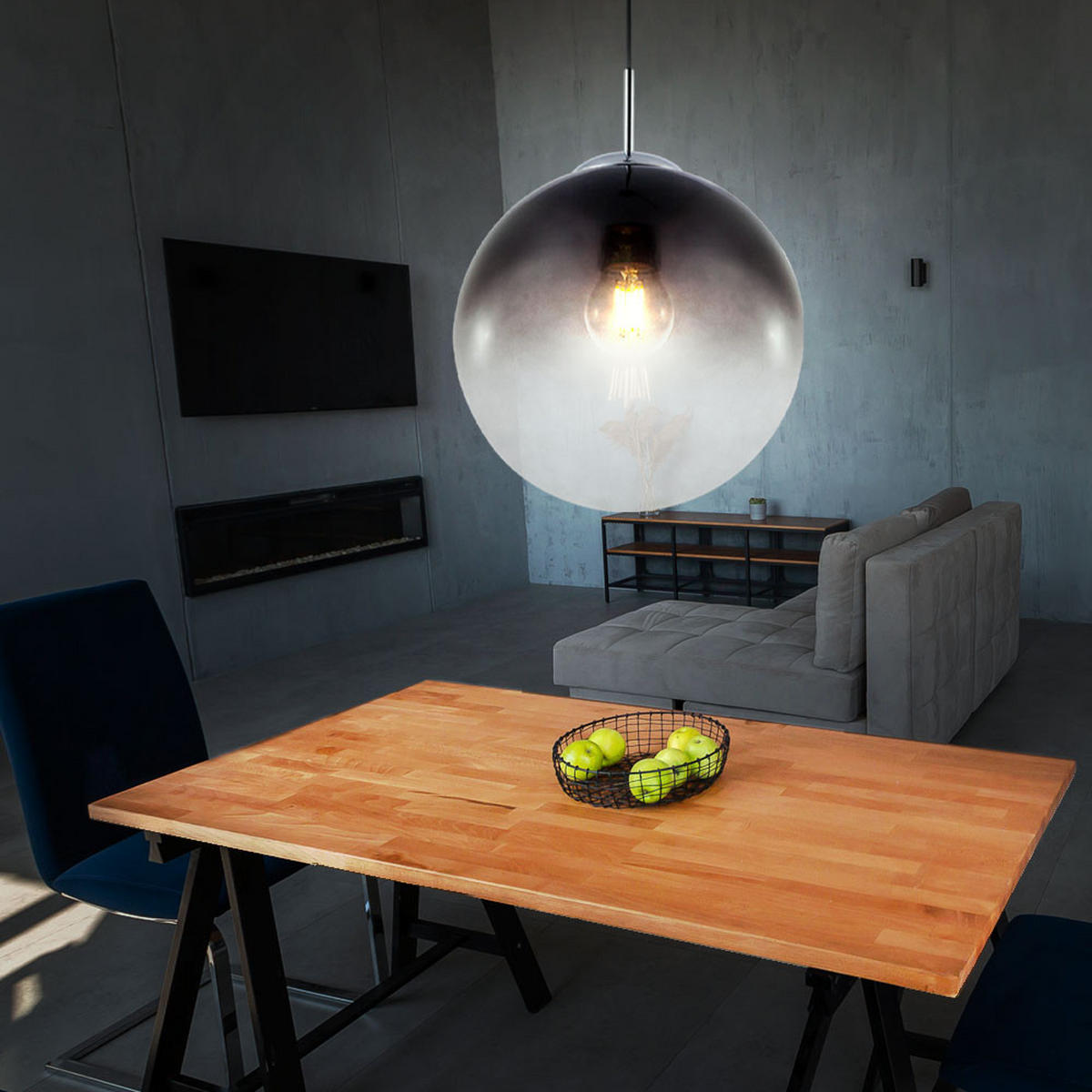 LED HÄNGELEUCHTE Glas Grau Rauchoptik - Grau, Glas (33/33/120cm) - Globo Lighting