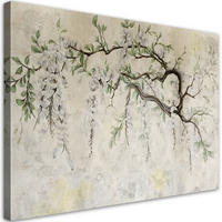 WANDBILD hängende blumen minimalismus - Beige, Textil (60/40cm) - Feeby