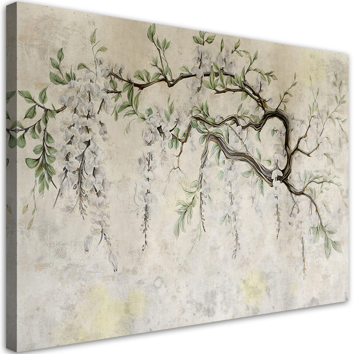 WANDBILD hängende blumen minimalismus - Beige, Textil (60/40cm) - Feeby