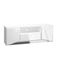 LOWBOARD Glamour weiß / weiß hochglanz 160 / 41 / 56cm - Weiß Hochglanz/Weiß, Glas/Holz (160/41/56cm) - Feldmann-Wohnen