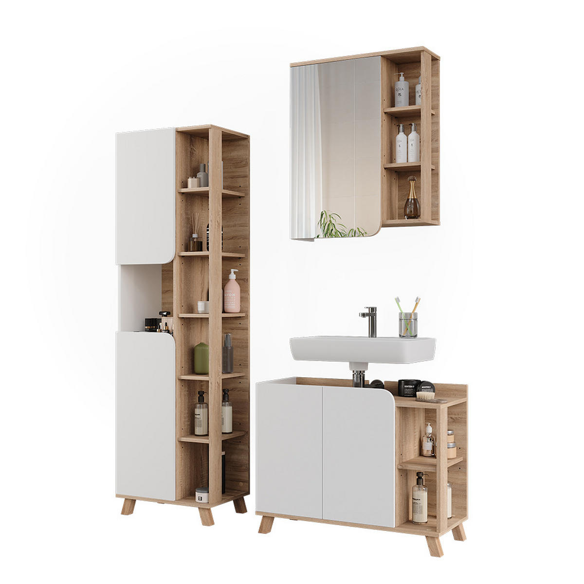 KOUPELNOVÝ NÁBYTEK Karen Sonoma/bílá - bílá/Sonoma dub, kompozitní dřevo (80/65/35cm) - Vicco