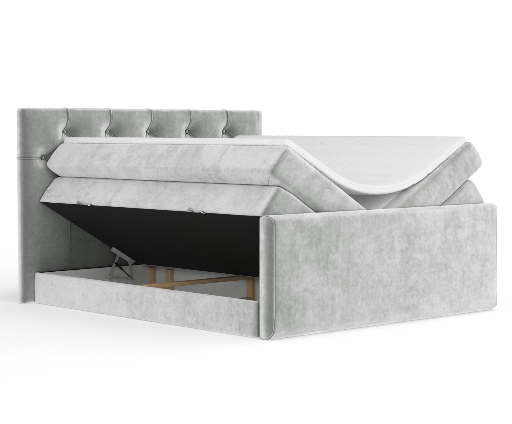 BOXSPRINGBETT Hugo Hellgrau 160/200 cm - Hellgrau/Schwarz, Holz/Holzwerkstoff (160/200cm) - Maison de Reve