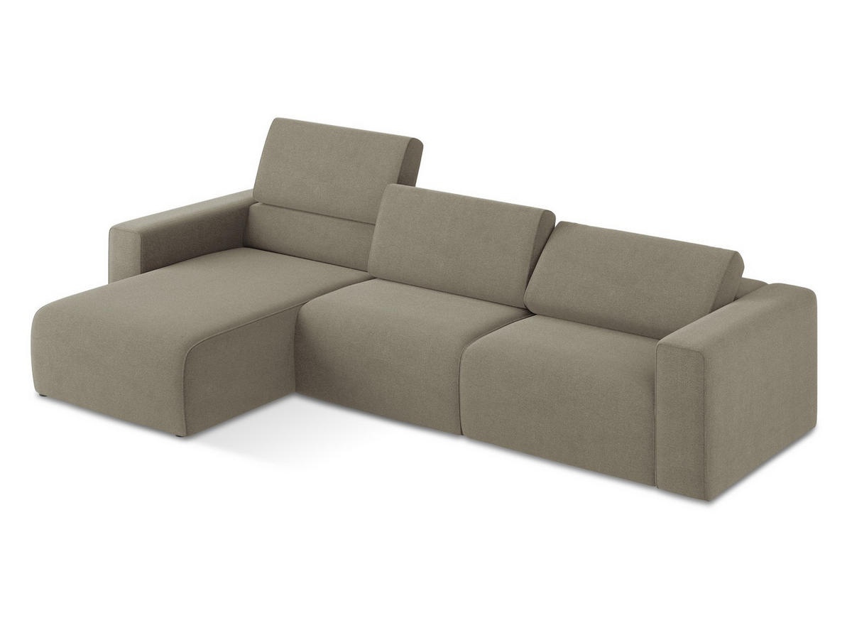 ECKSOFA Links Strukturstoff Stoff Beige - Beige/Schwarz, Kunststoff/Textil (167/314cm) - Makamii