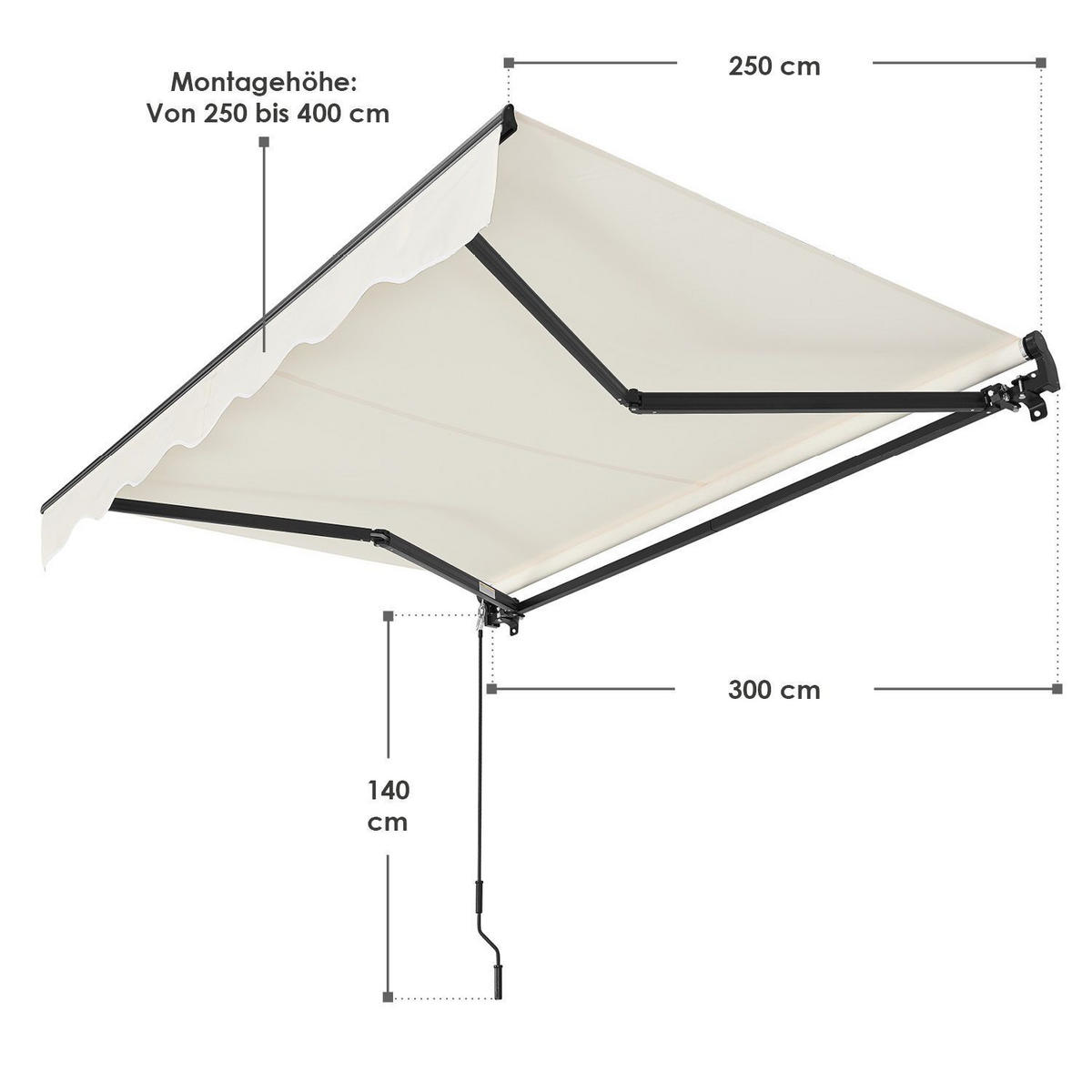 GELENKARMMARKISE beige 300x250 cm - Beige, Textil (300/250/250cm) - Juskys