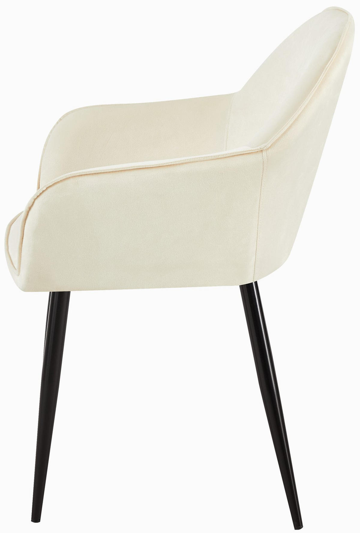 ARMLEHNENSTUHL Samt creme - Creme/Schwarz, Textil/Metall (60/84/60cm) - CLP