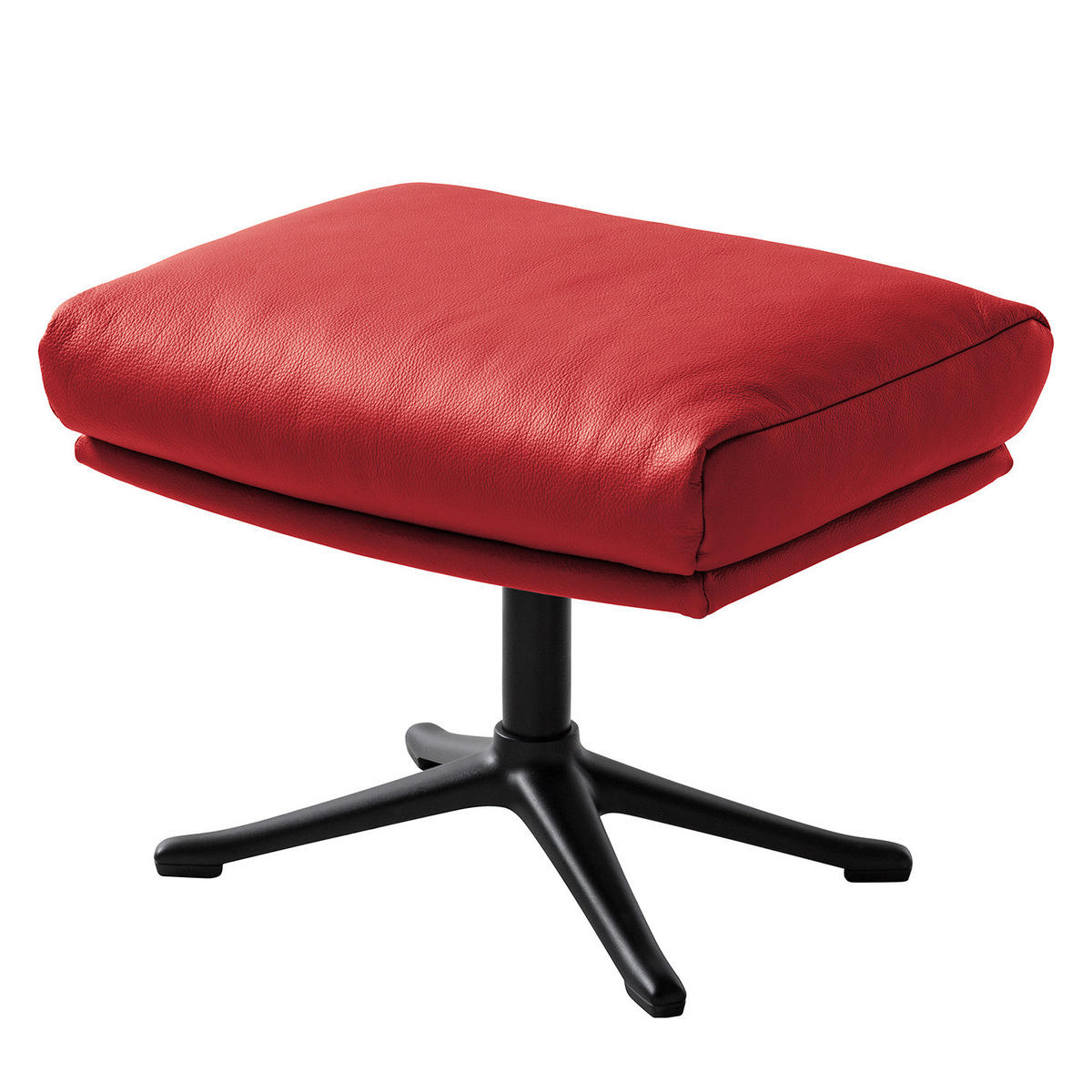 POLSTERHOCKER mit Kreuzfuß - Chromfarben/Rot, Leder/Metall (51/37/41cm) - home24