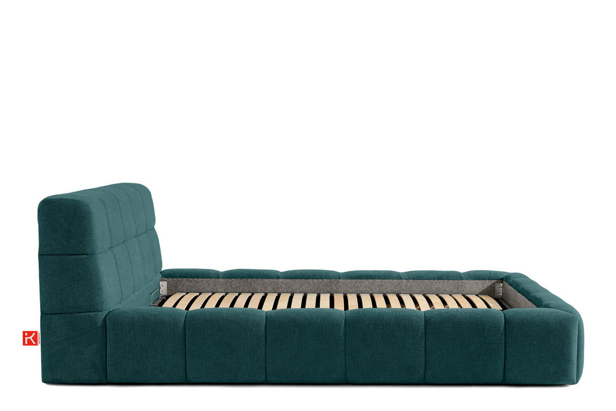 POLSTERBETT AERI 140/160/180/200 mit Rahmen und Bettkasten, blau - Blau, Holz/Holzwerkstoff (160/200cm) - KONSIMO®