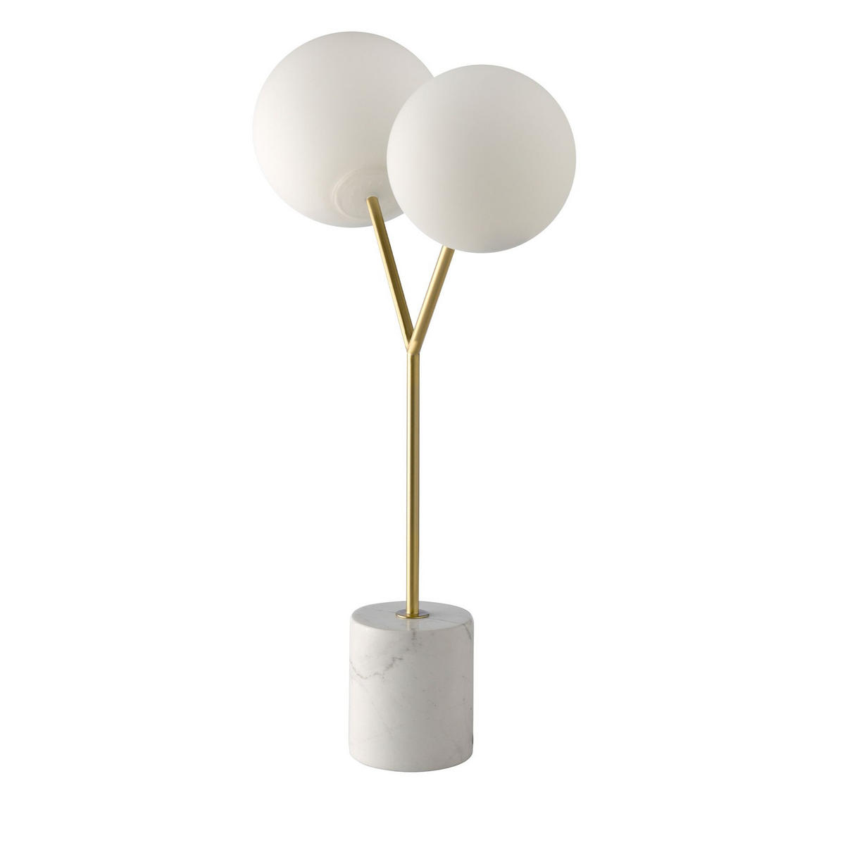 TISCHLEUCHTE Tischleuchte aus weißem Marmor, vergoldetem Stahl und weißem Glas 53/20/63 cm - Goldfarben/Weiß, Metall (20/53/63cm) - ANGEL CERDA