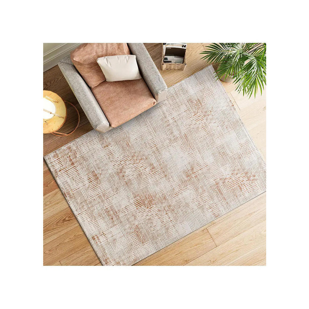 Thumbnail - Atticgo Kurzflorteppich, Beige, Rost, Textil, Grafikmuster, Rechteckig, 77x150 cm, Oeko-Tex® Standard 100, antistatisch,...
