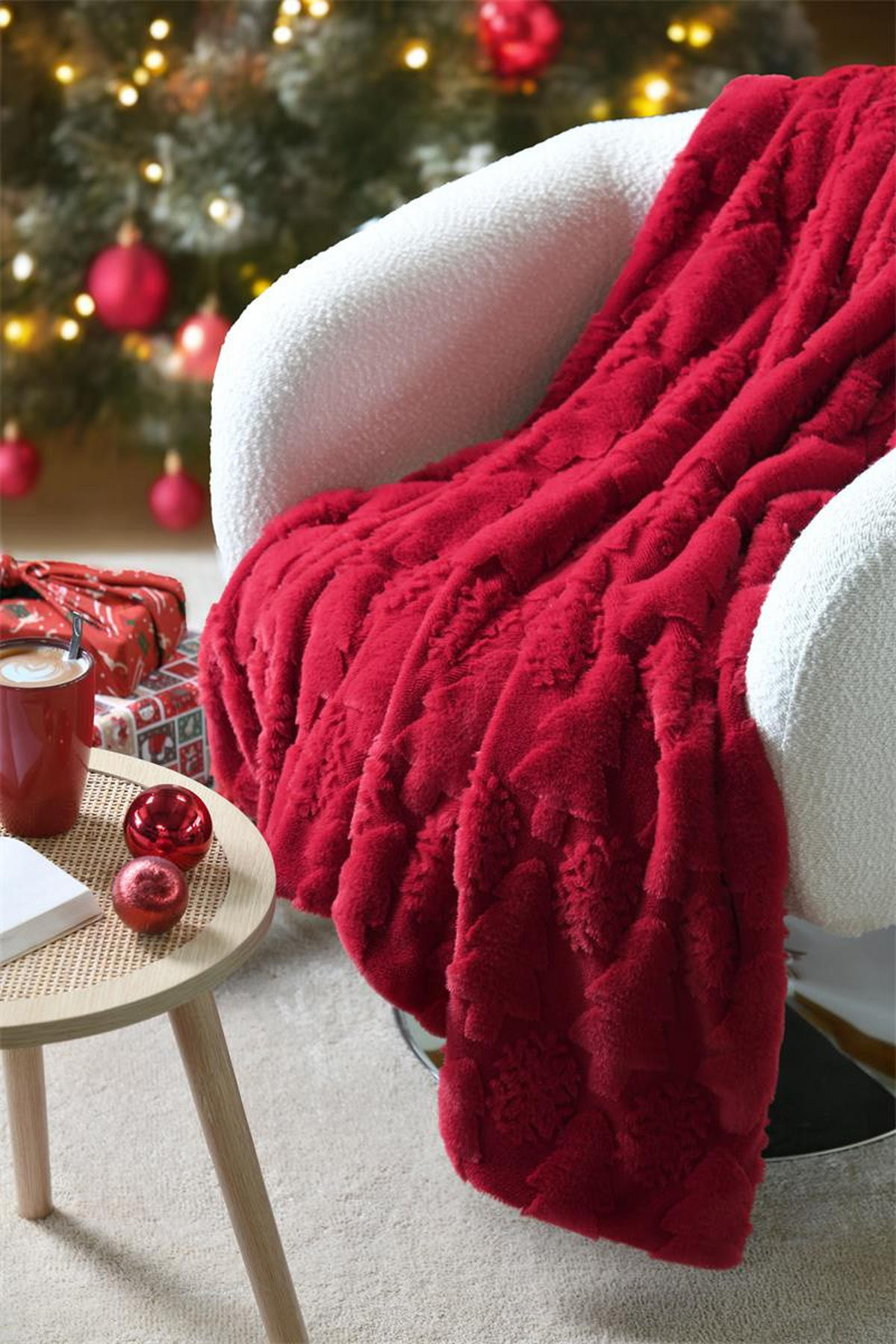 PLÜSCHDECKE HoHoHo 130/160 cm - Rot, Textil (160/130cm)