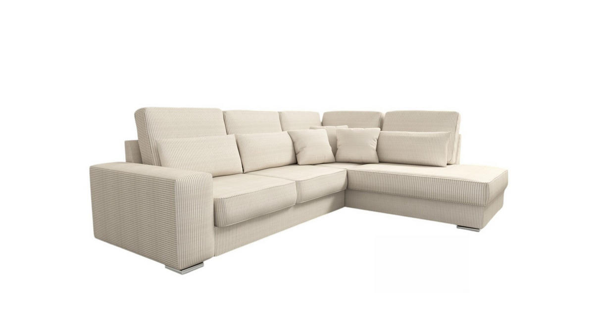 ECKSOFA Nevio Xl In Scala - Creme, Holzwerkstoff/Textil (312/226cm) - Fun Möbel