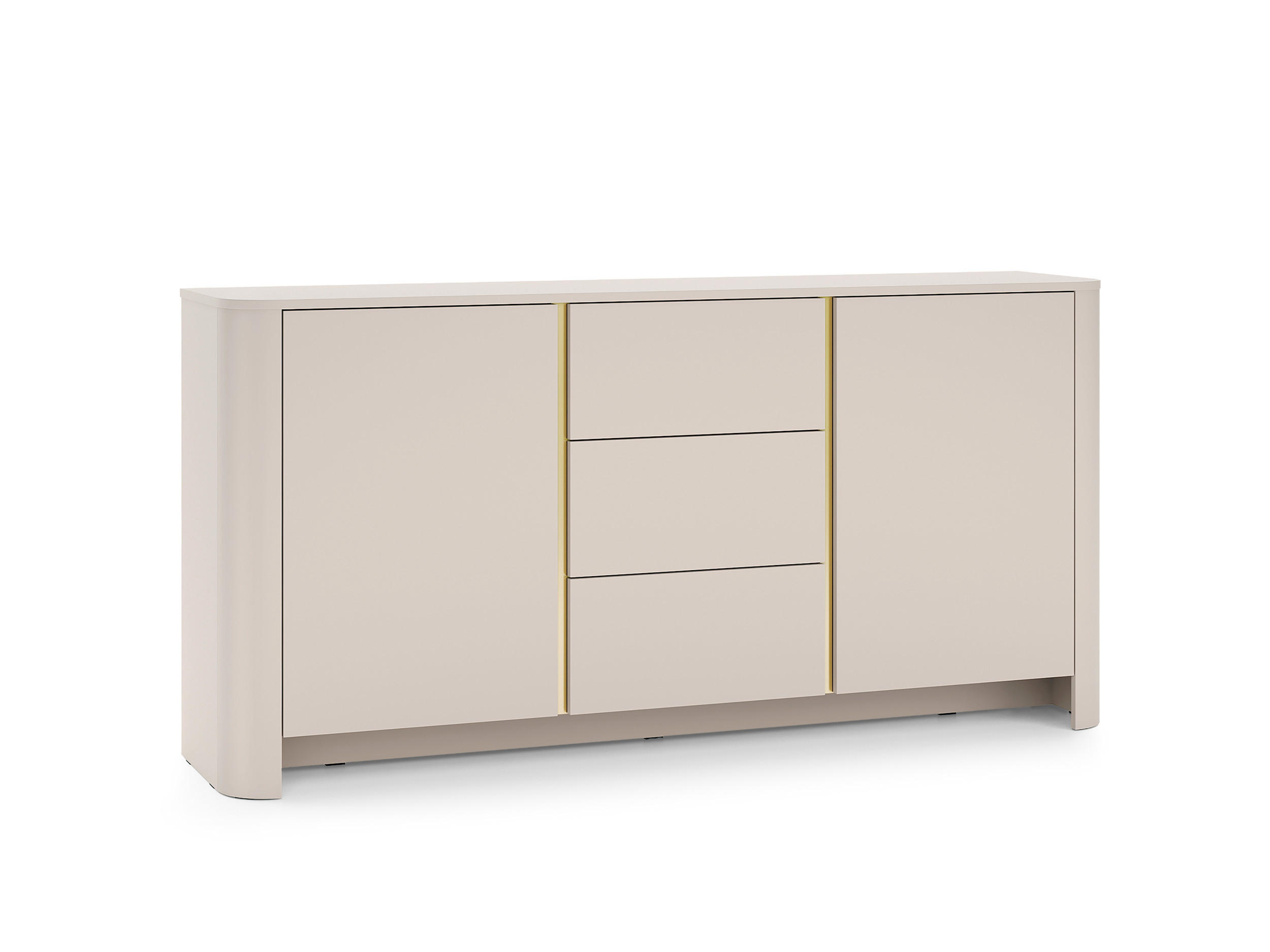 ABGERUNDETE Kommode AURA K2D3SZ (Kaschmir Matt, Gold, Schubladen, Push to Open) - Kaschmir, Holz/Holzwerkstoff (168/84/39cm) - Ravio