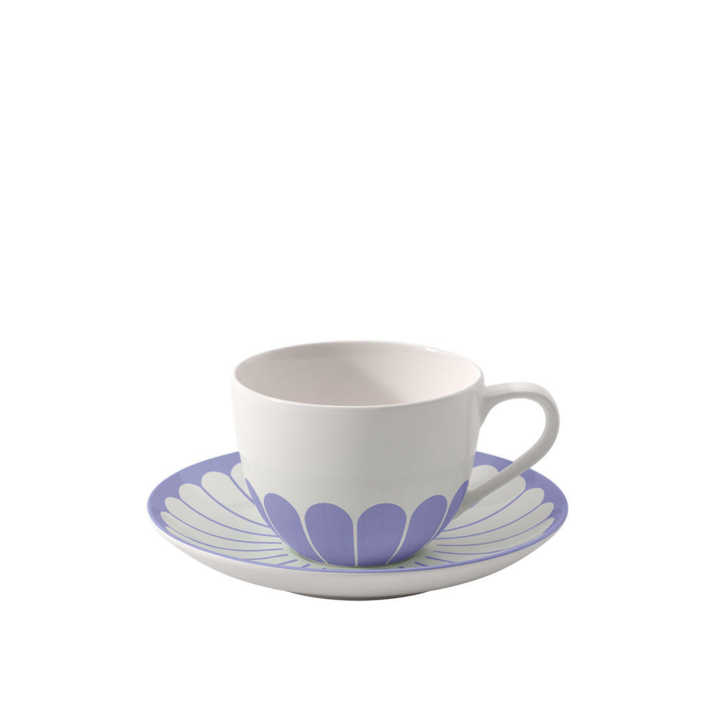 KAFFEETASSE MIT UNTERTASSE Fleur Couleur Bleu 160 ml - Blau, Keramik (0.16L) - Villeroy & Boch
