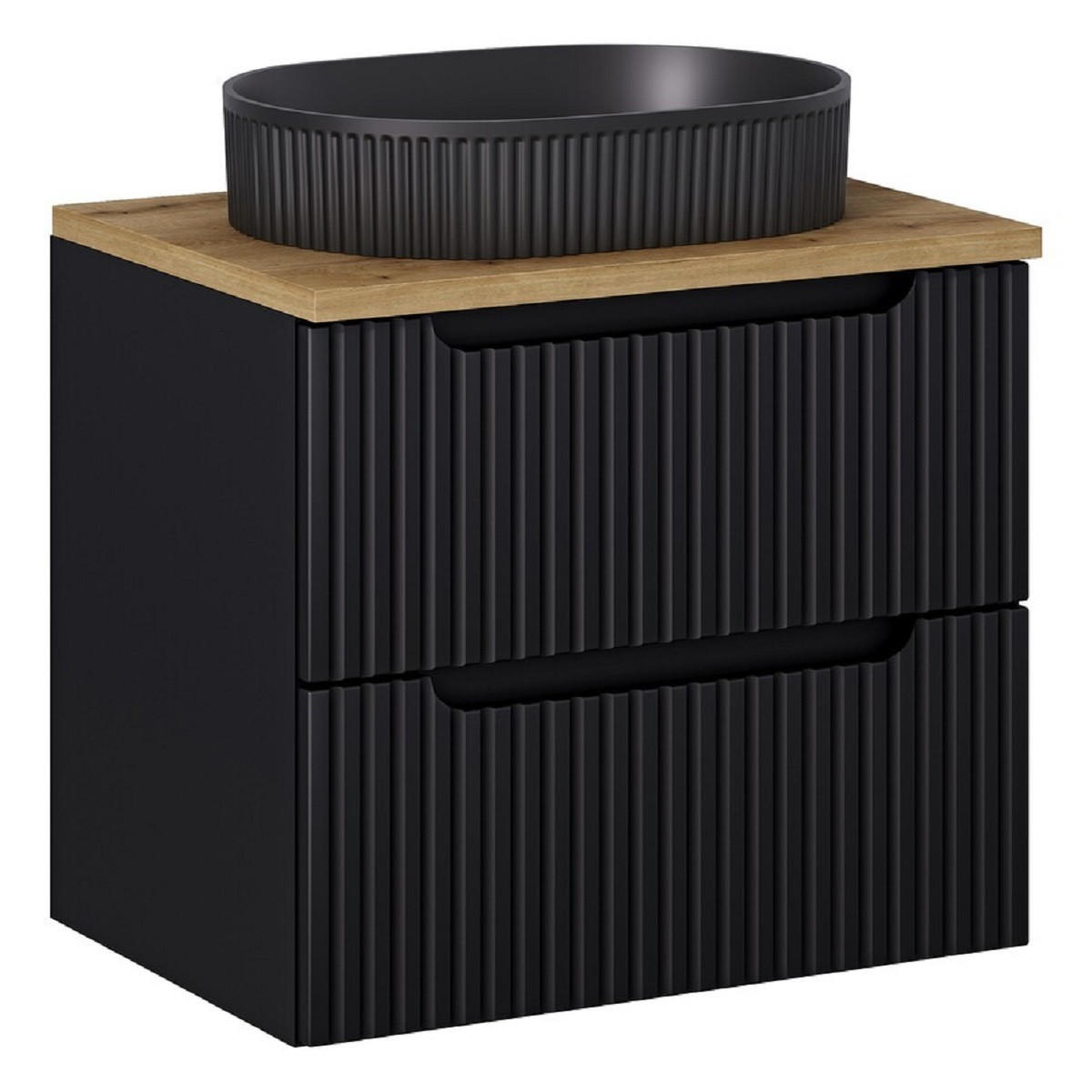WASCHTISCHKOMBI 60 cm 3Teile - Nova Black N BM67 in Schwarz/ Evoke Eiche - Schwarz/Eiche Artisan, Holz (60/57/40cm)